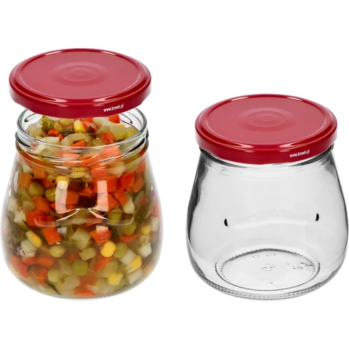 Twist-off krukke 500ml "Omvendt Amfora" med bordeaux låg fi 82/6, 6 stk. - 5