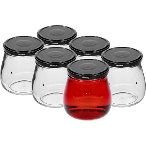 Twist-off krukke 500ml "Omvendt Amfora" med sort låg fi 82/6, 6 stk. - 2