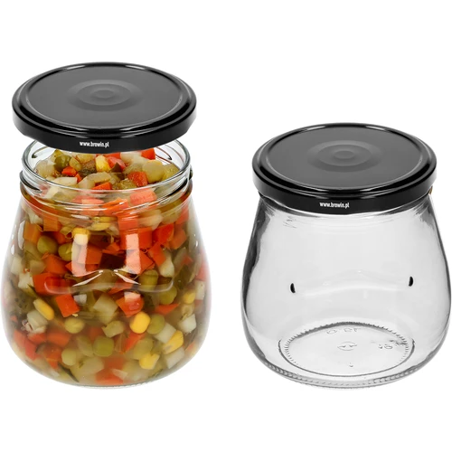 Twist-off krukke 500ml "Omvendt Amfora" med sort låg fi 82/6, 6 stk. - 5