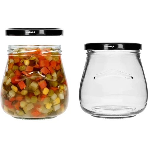 Twist-off krukke 500ml "Omvendt Amfora" med sort låg fi 82/6, 6 stk. - 6