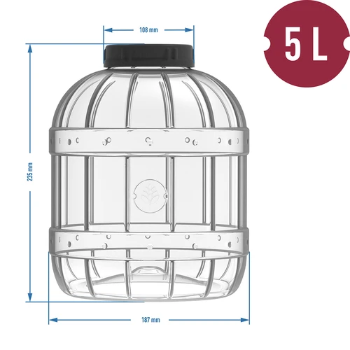 Uknuselig, multifunktionel krukke med sort låg, 5L - 4