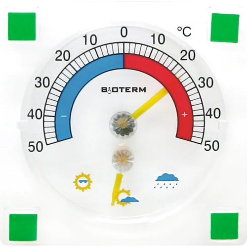 Universal termometer med hygrometer transparent, selvklæbende (-50°C til +50°C)