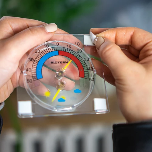 Universal termometer med hygrometer transparent, selvklæbende (-50°C til +50°C) - 6