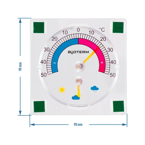 Universal termometer med hygrometer transparent, selvklæbende (-50°C til +50°C) - 2
