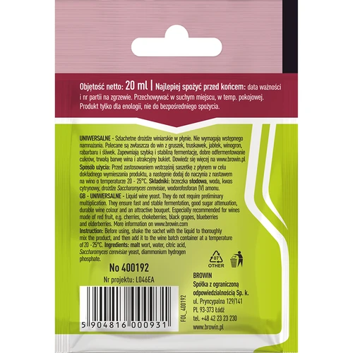 Universel vin gær uden formering, 20 ml - 2