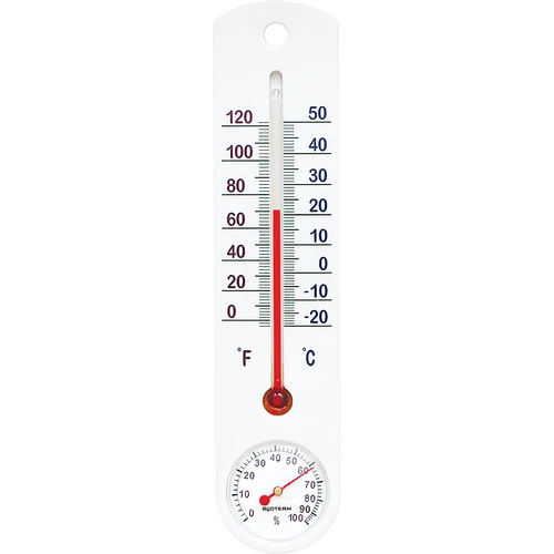 Universelt hvidt termometer med hygrometer (-20°C til +50°C) 25cm