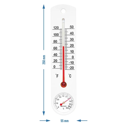 Universelt hvidt termometer med hygrometer (-20°C til +50°C) 25cm - 2