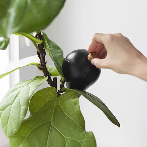 Vandingskugler til planter, sorte matte, med prop, 400ml, 4 stk. - 13