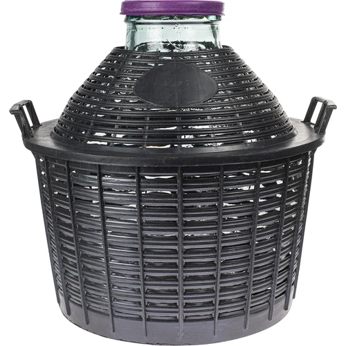 Vinballon 25 L med bred hals i plastikkurv