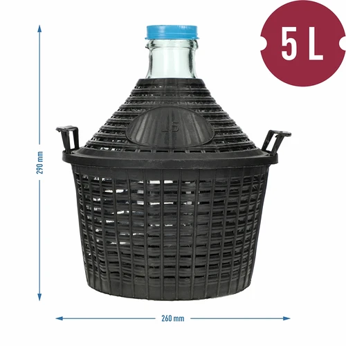 Vinballon 5L i plastikkurv - 6