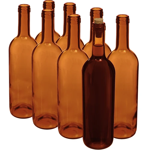 Vinflaske 0,75 L brun - pakke med 8 stk. - 2