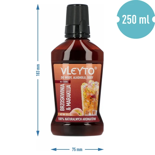 VLEYTO Fersken & Passionsfrugt – smagsessens med naturlige aromaer, 250 ml - 5