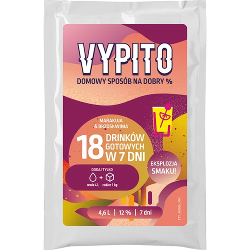 VYPITO 12 %, pose til 18 drinks – Passionsfrugt-Fersken, 126 g