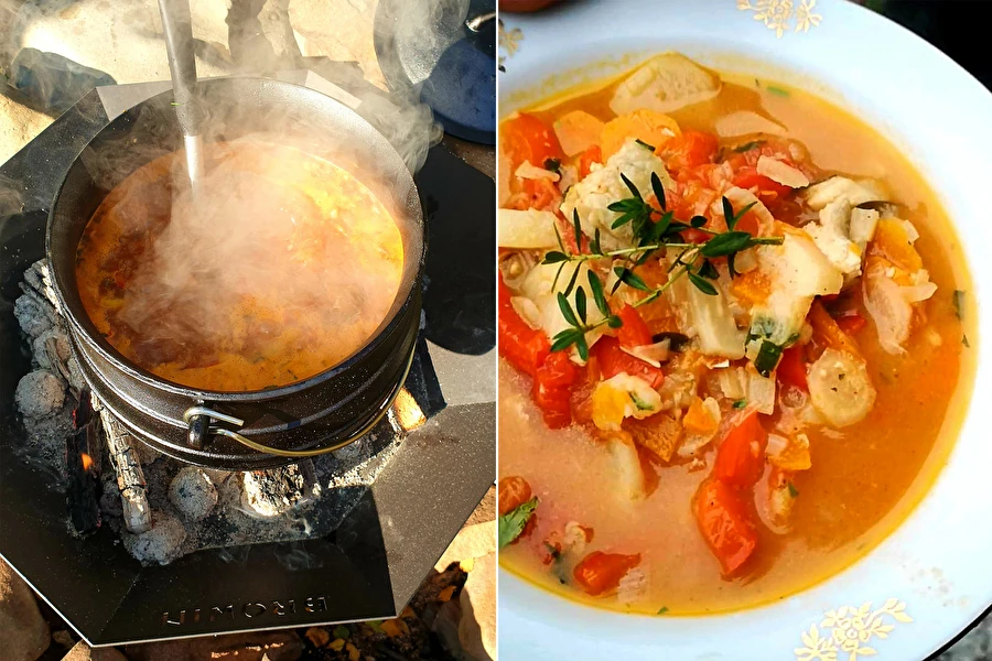 Stærk fiskesuppe med karpe
